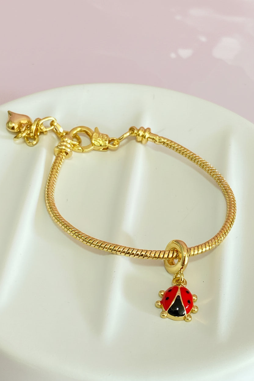 🐞 Pulsera Mariquita de la Suerte Dorada