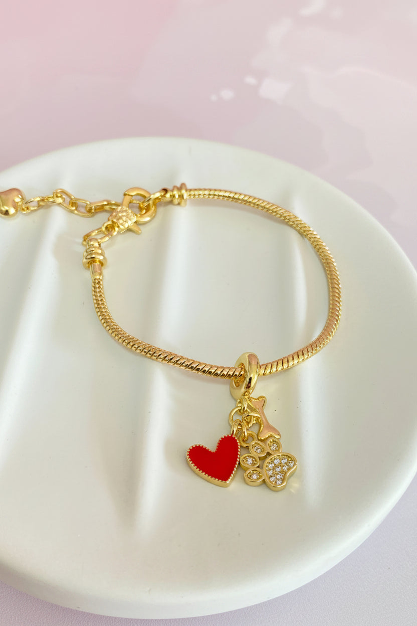 🐾 Pulsera Huellita de Amor Dorada